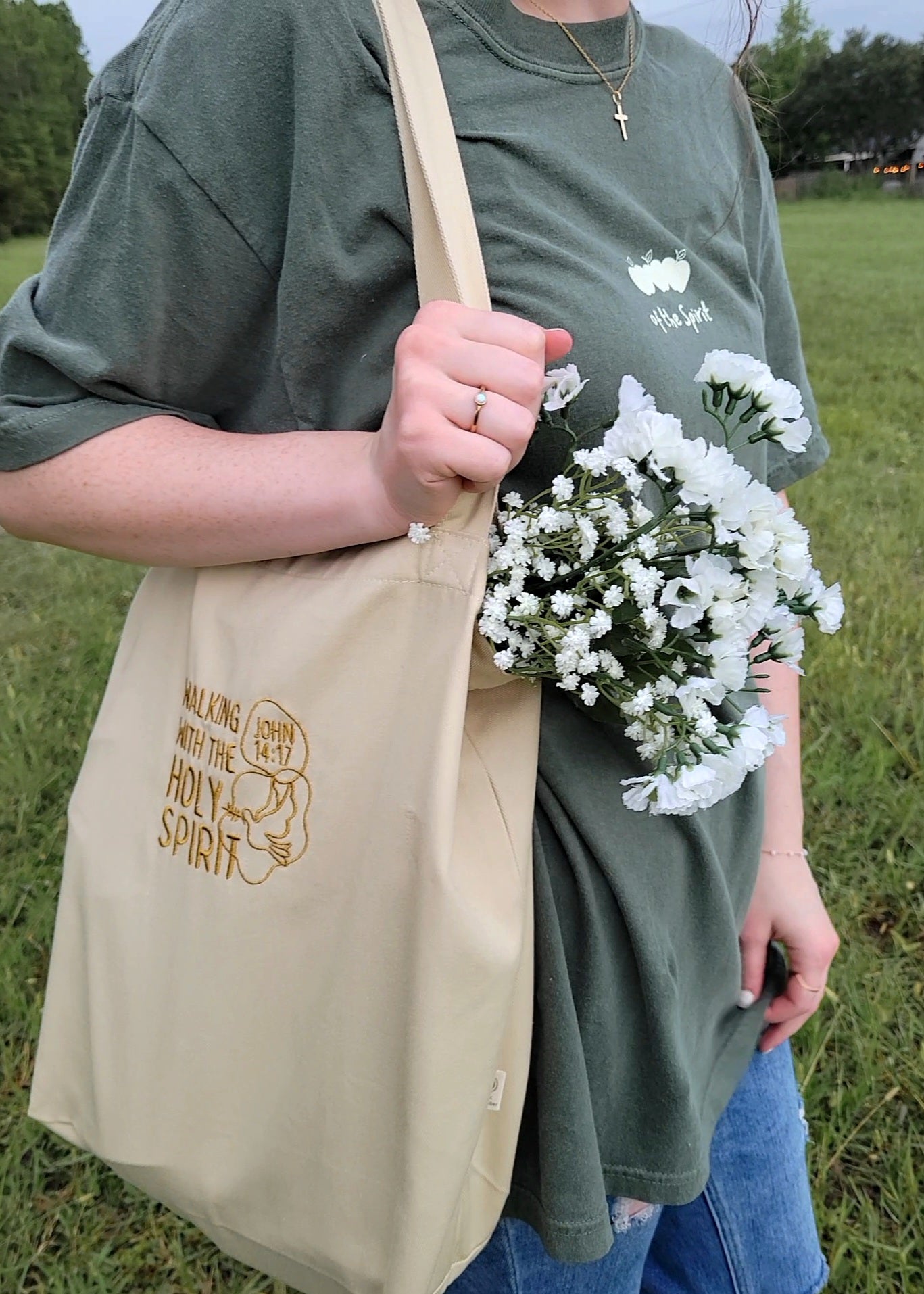 HOLY SPIRIT Embroidered Tote