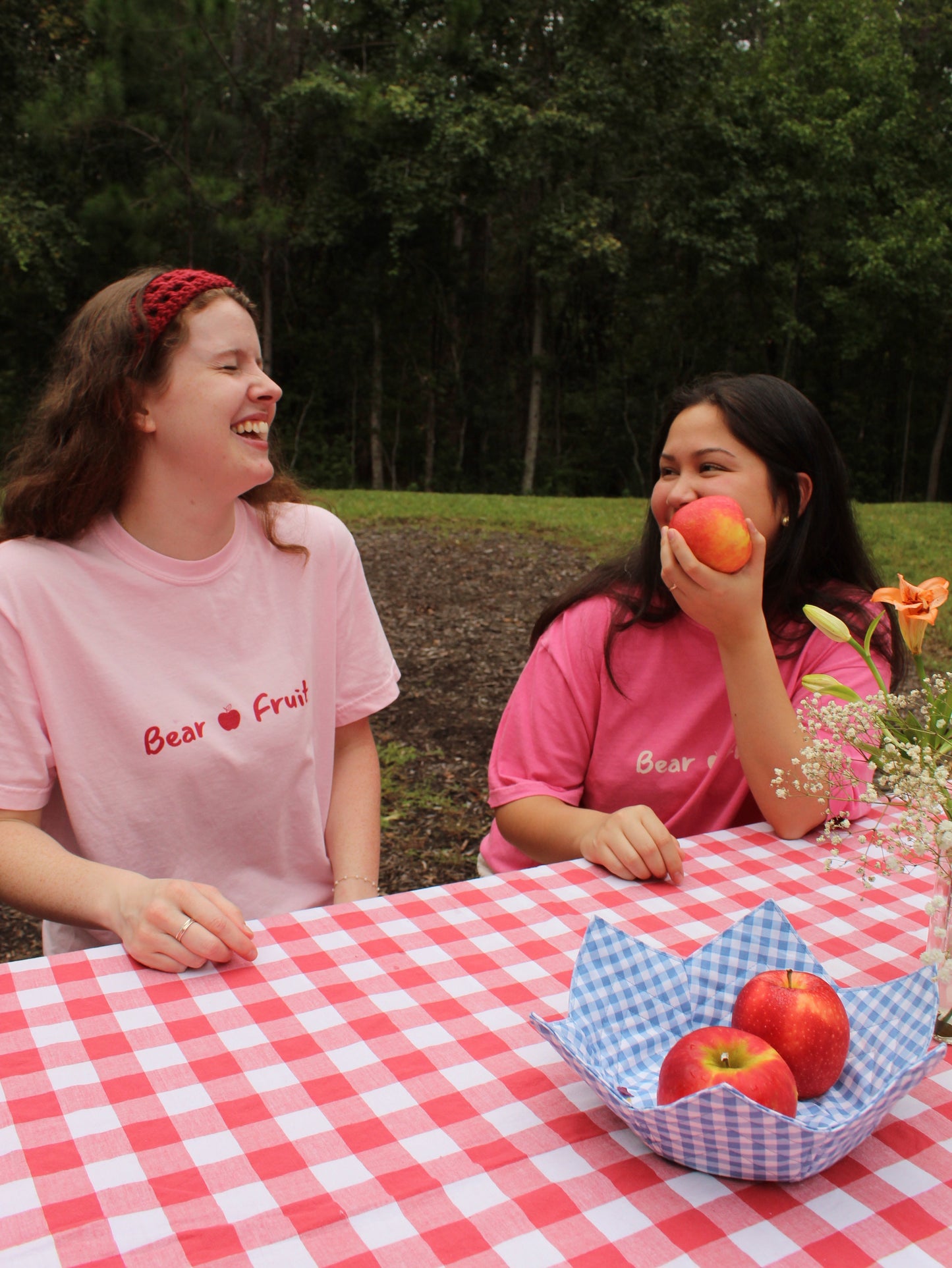 BEAR FRUIT Tee - Light Pink, White