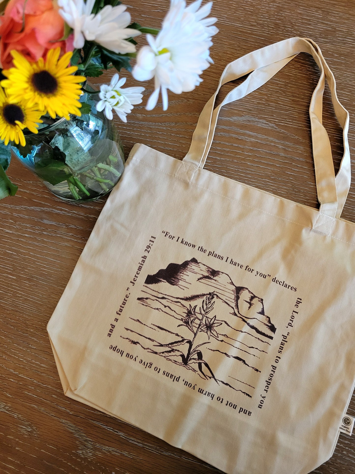 HOPE BLOOMS Organic Tote - Oyster