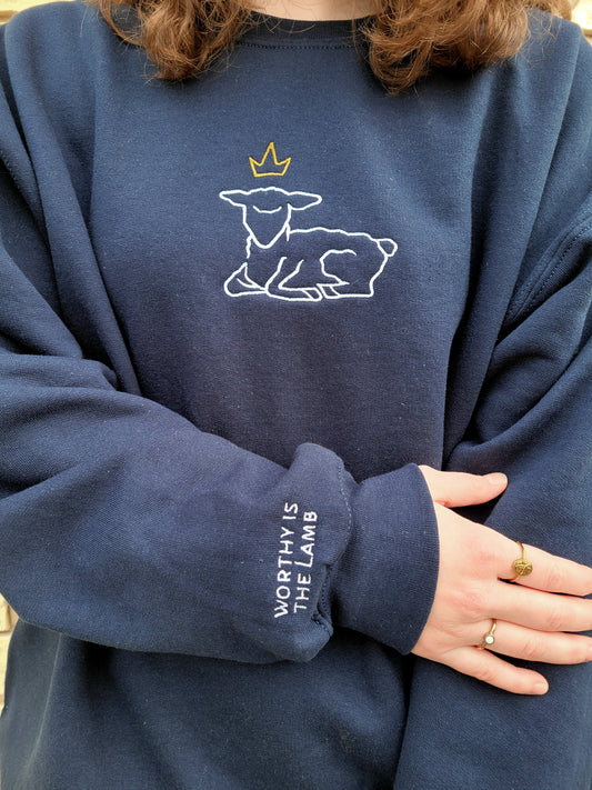 Worthy is the Lamb Pullover - Navy, Heather, Green