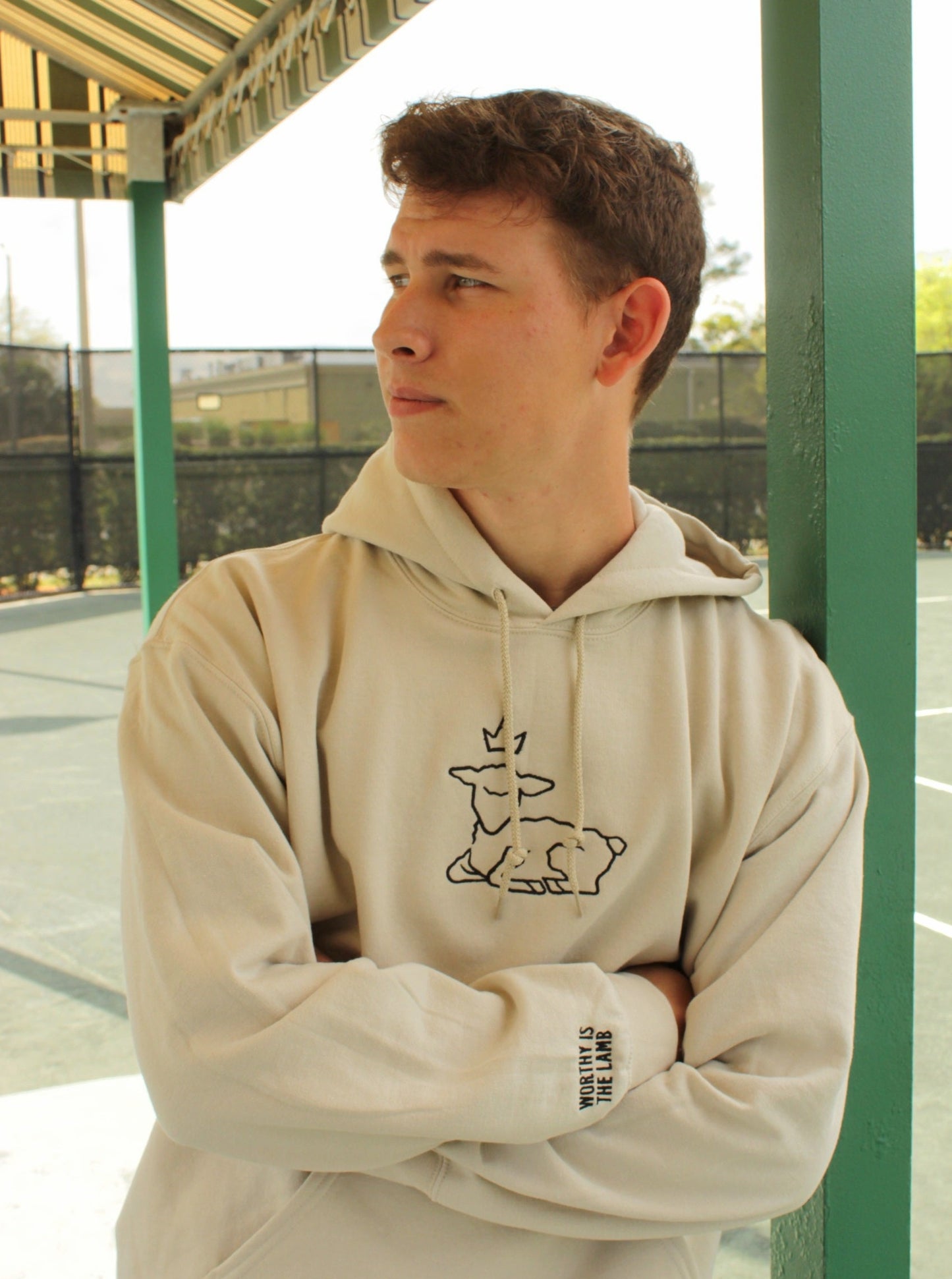 Worthy is the Lamb Hoodie - Grey, Sand, White