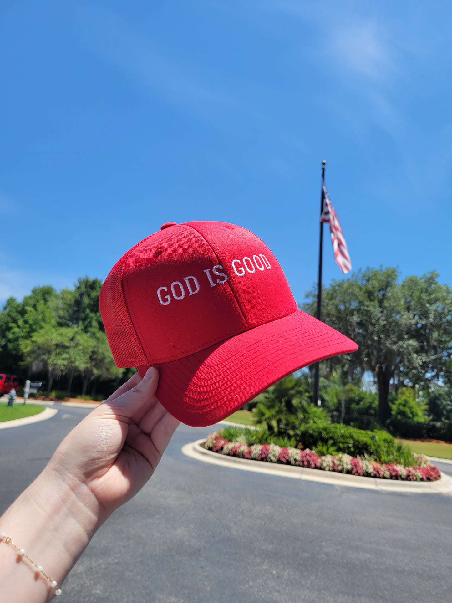 God is Good Trucker Hat - White Font