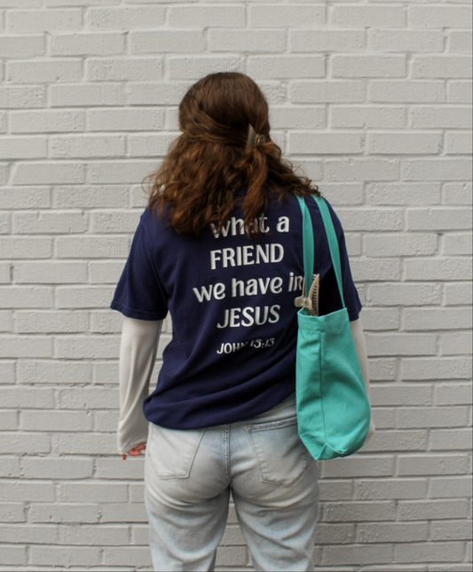a FRIEND Sign Tee - Navy, Ice, Grey