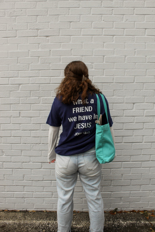 a FRIEND Sign Tee - Navy, Ice, Grey