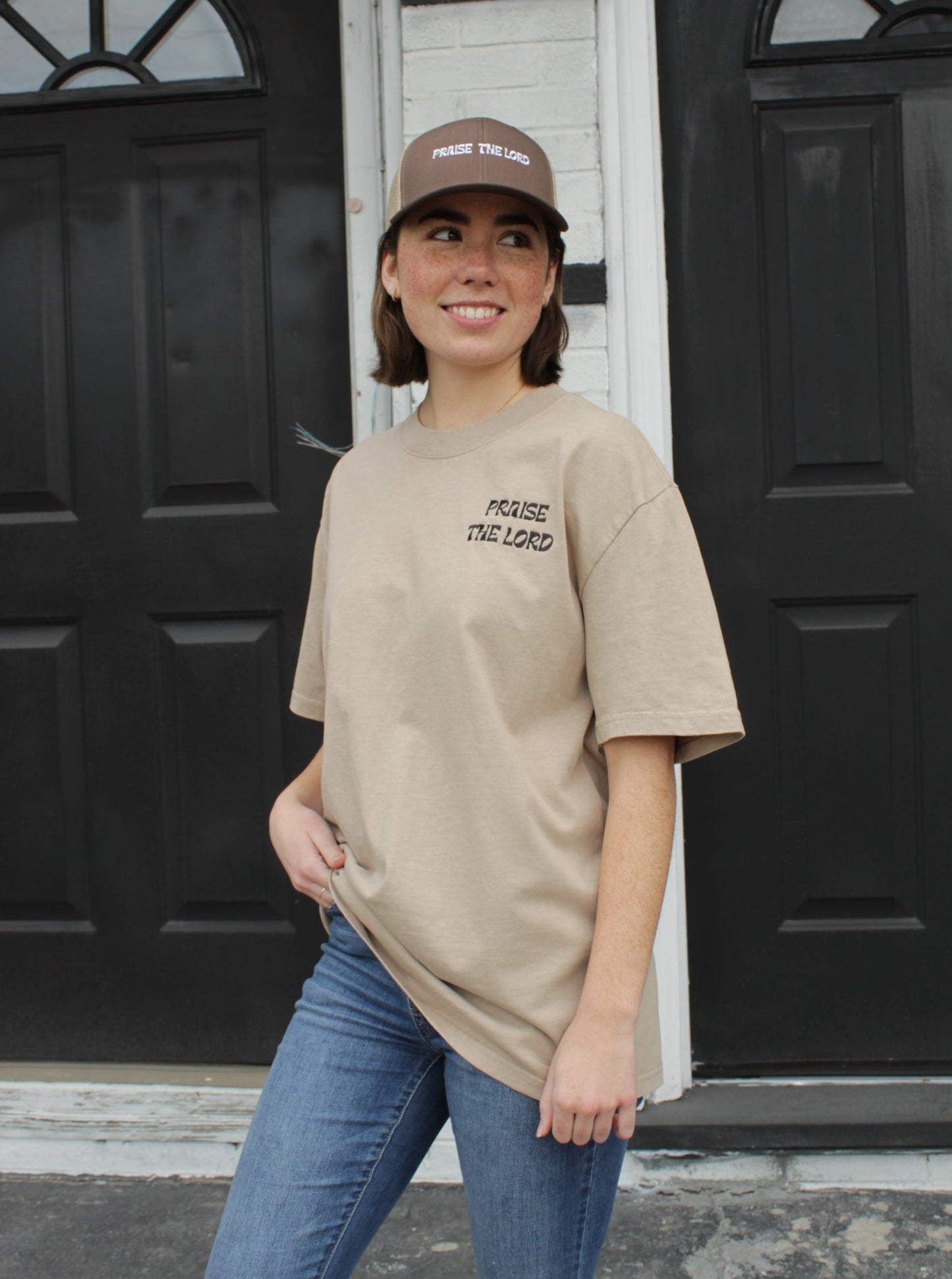 PTL Oversized Tee - Khaki + Bone