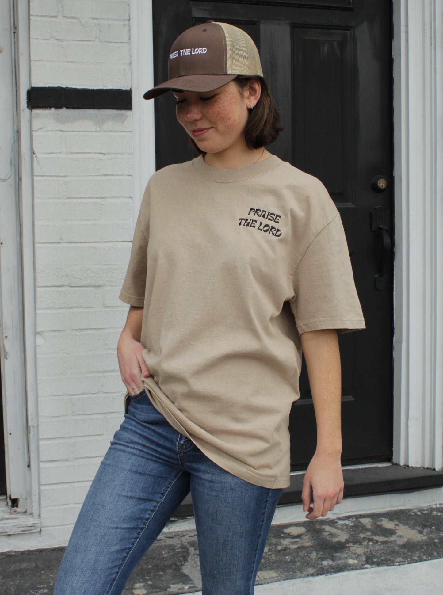 PTL Oversized Tee - Khaki + Bone