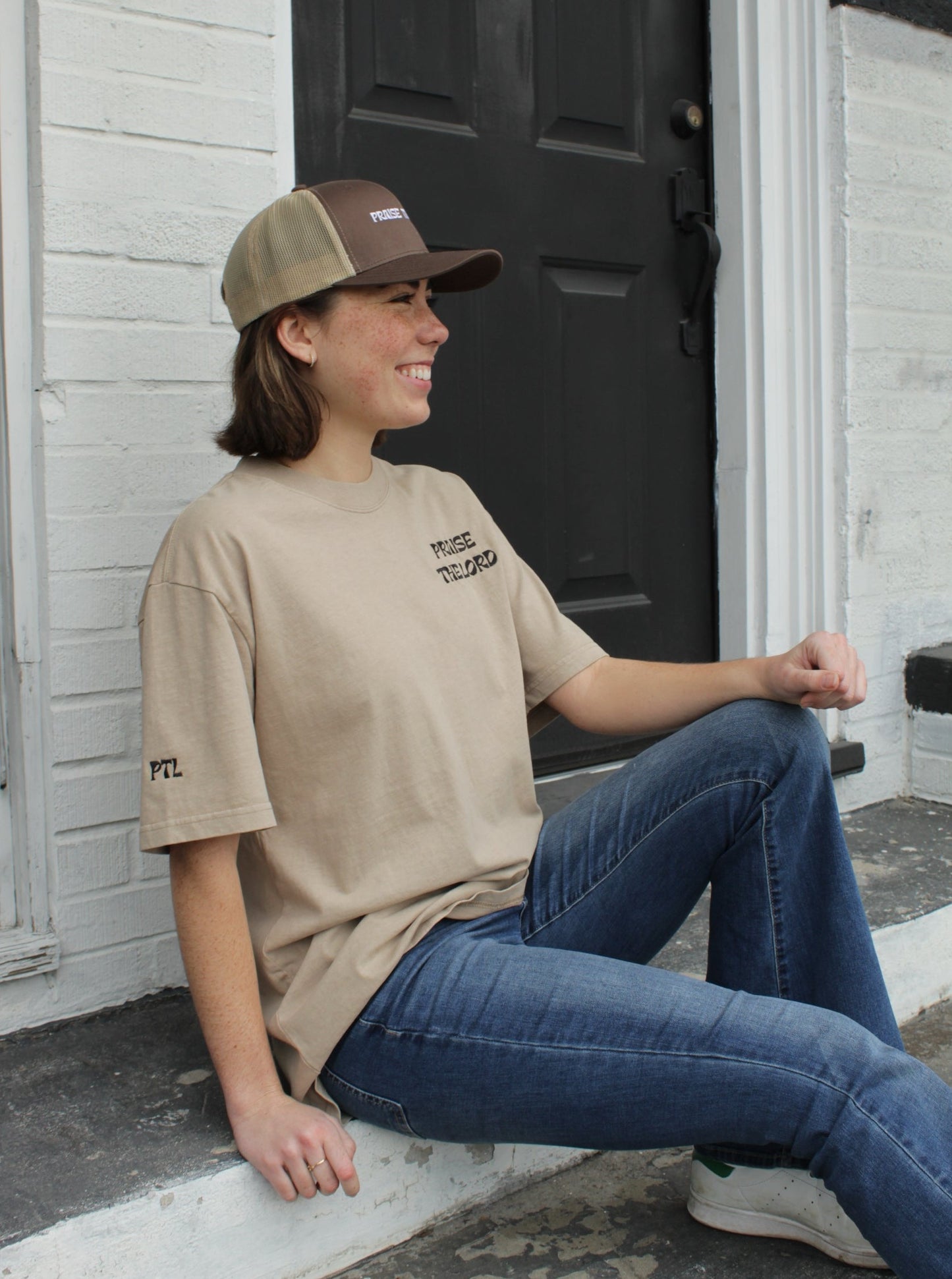 PTL Oversized Tee - Khaki + Bone