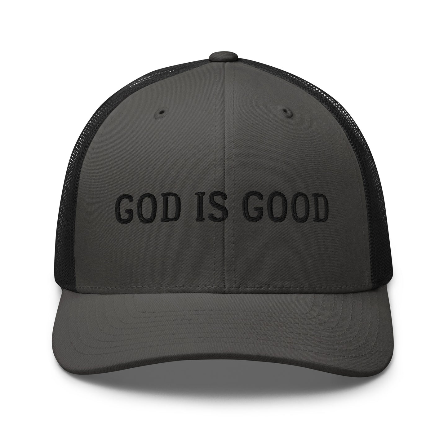 God is Good Trucker Hat - Black Font