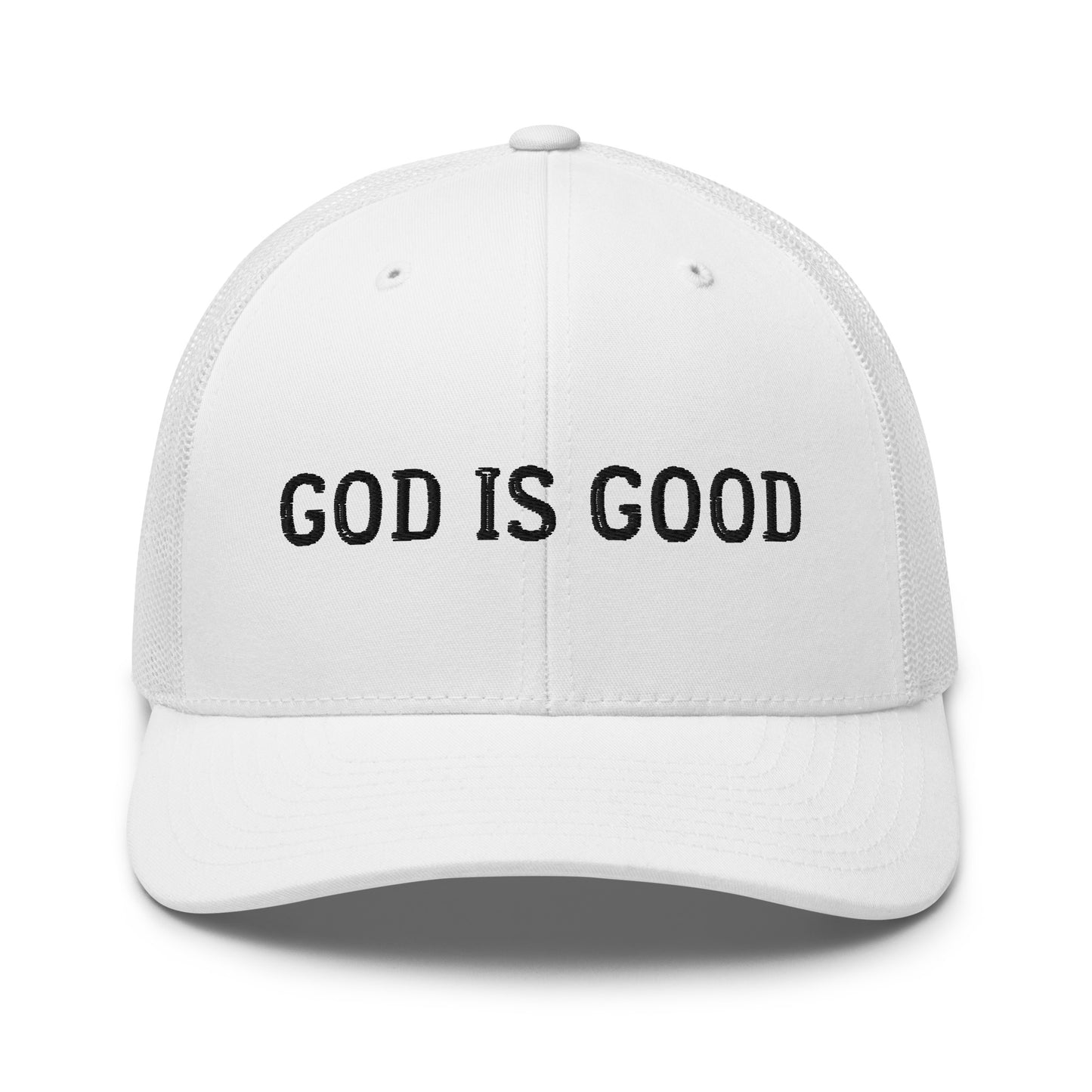 God is Good Trucker Hat - Black Font