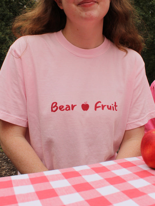 BEAR FRUIT Tee - Light Pink, White